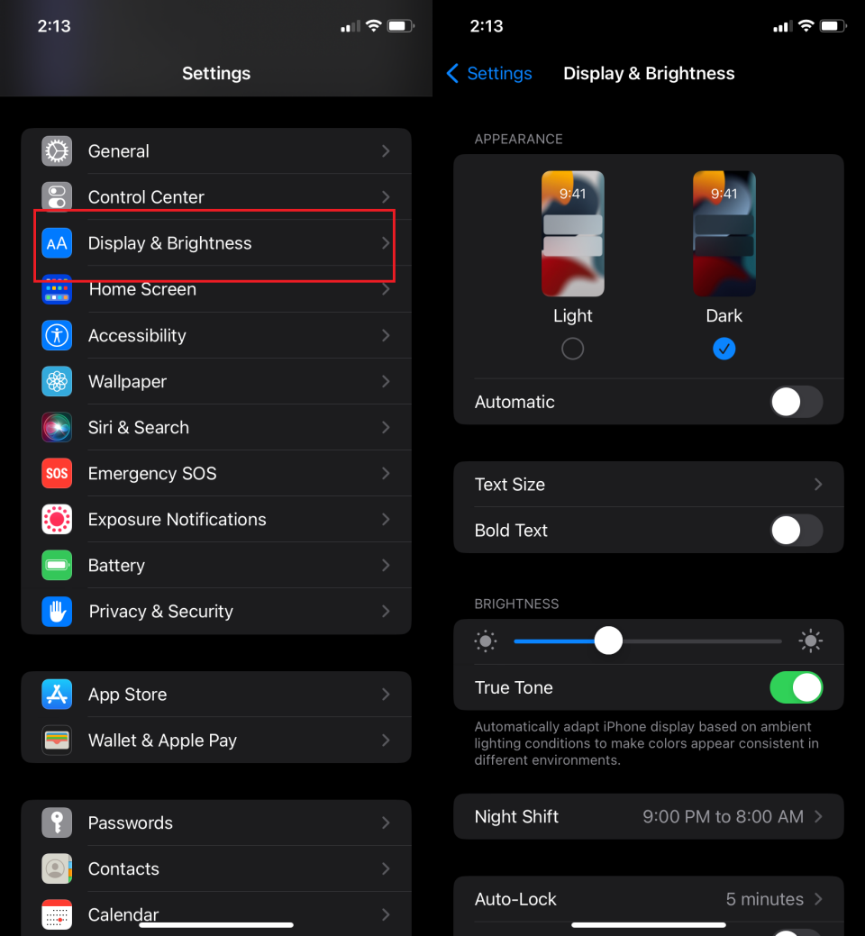 Dark Mode and Other Display Settings