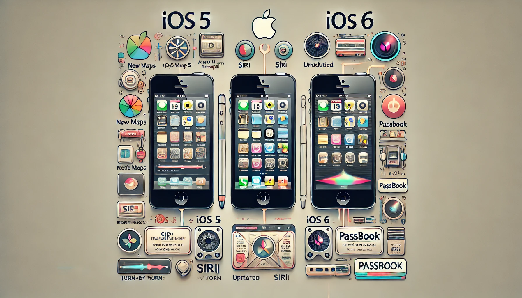 Evolution from iOS 5 to iOS 6