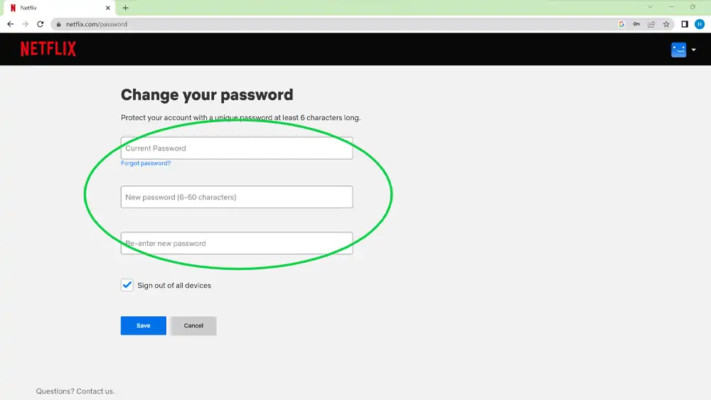 Change Password on Netflix on the Web