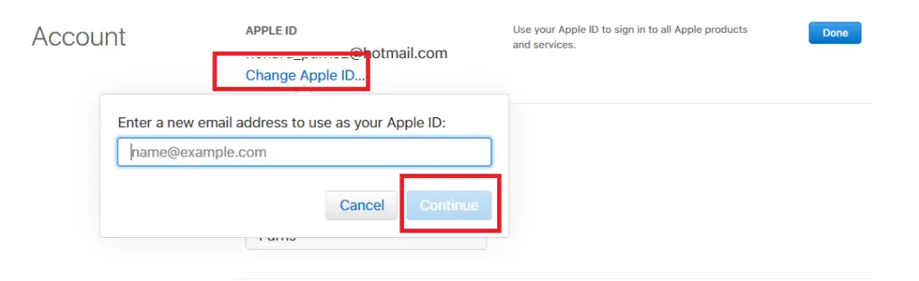 How to change Apple ID