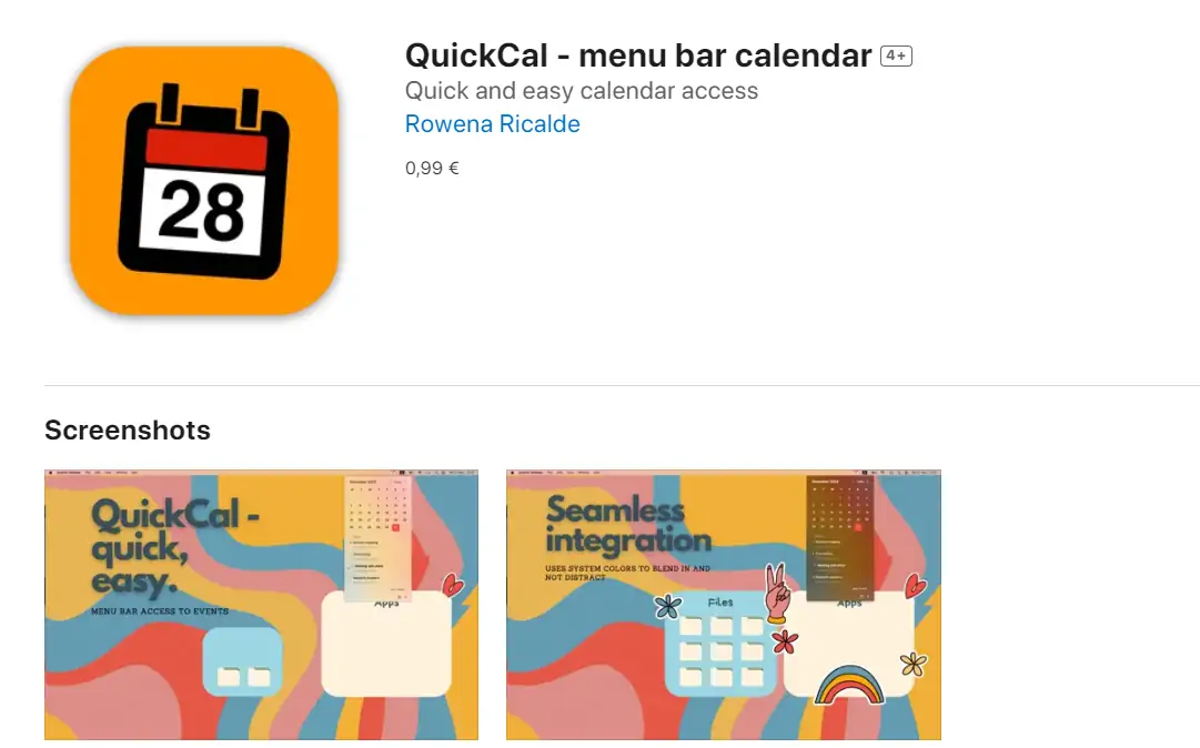 QuickCal - menu bar calendar