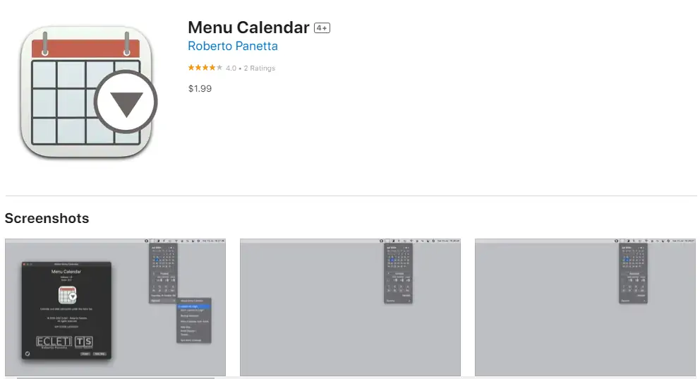 Menu Calendar