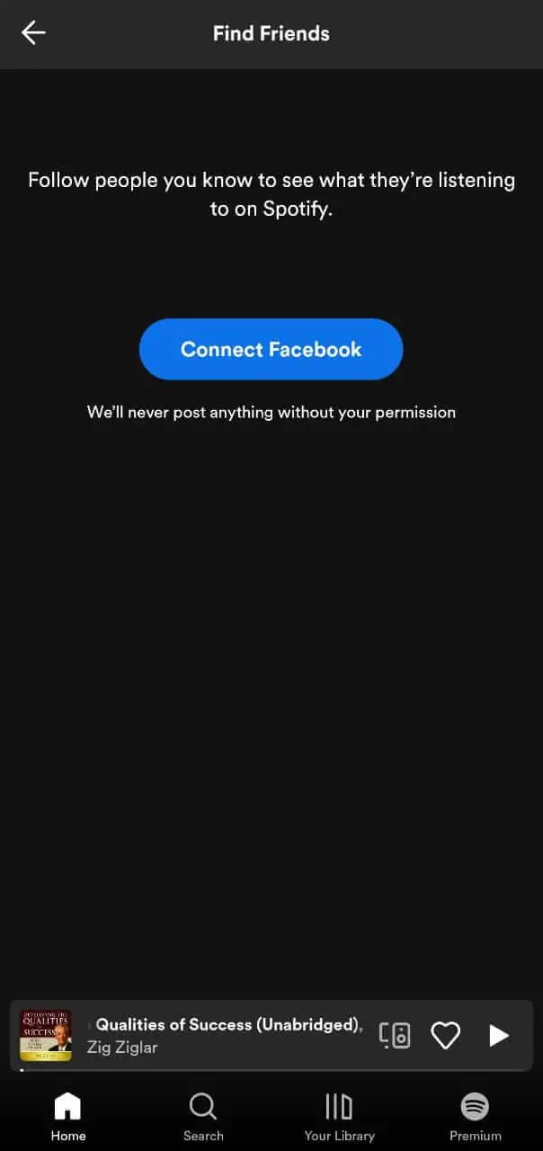 connect fakebook on Spotify to find friends