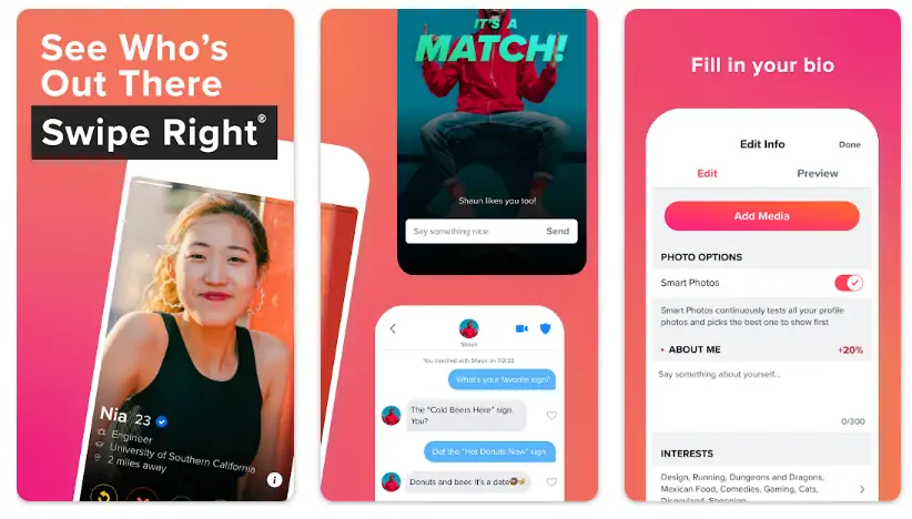 Tinder Dating app. Meet People