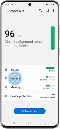 Storage in Samsung Device Care