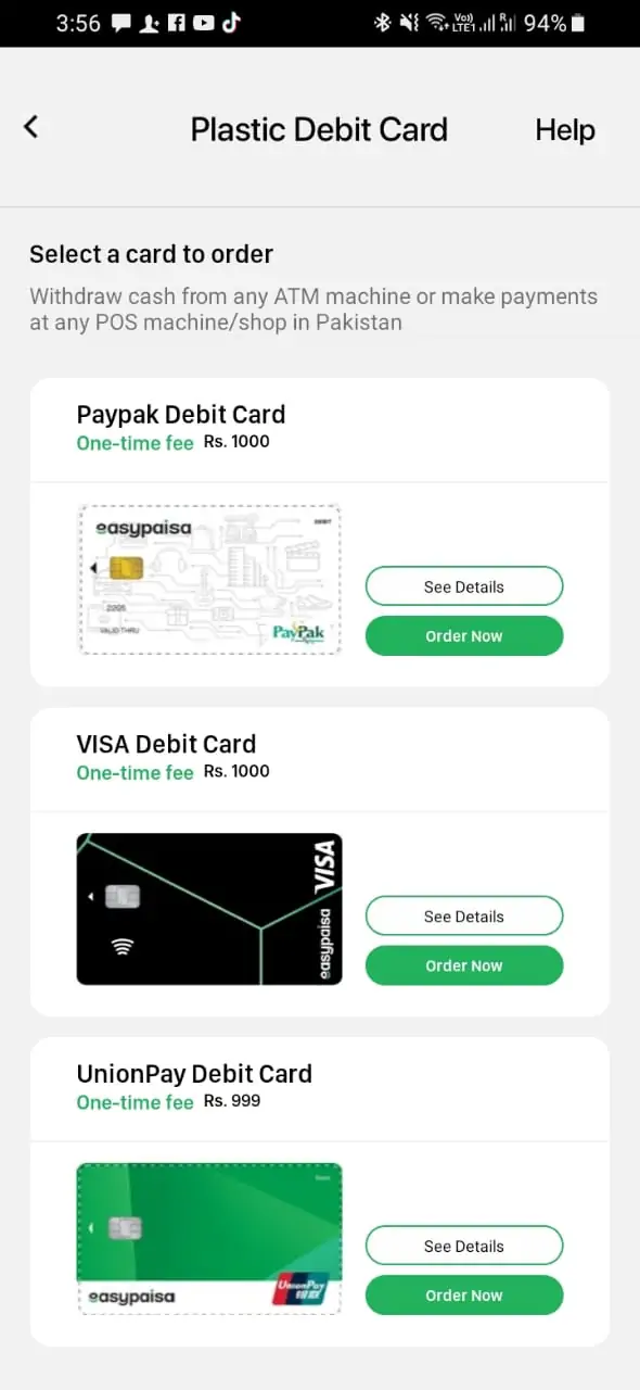 how to get easypaisa debit card