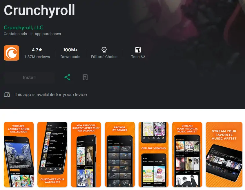 Casting Crunchyroll from Galaxy Phones to Samsung TV