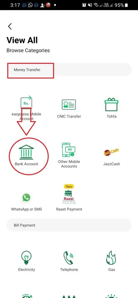 transfer money from easypaisa to bank account