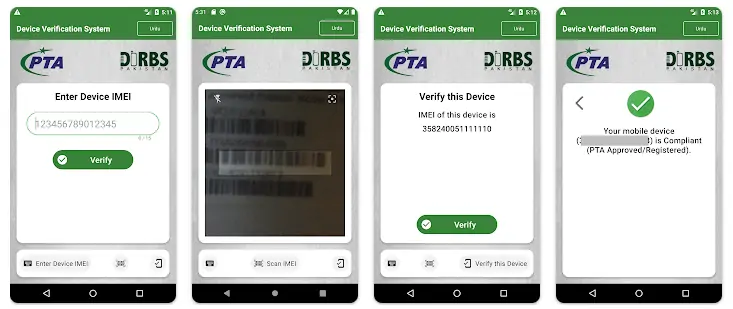 PTA device verification system app to check phone's pta status