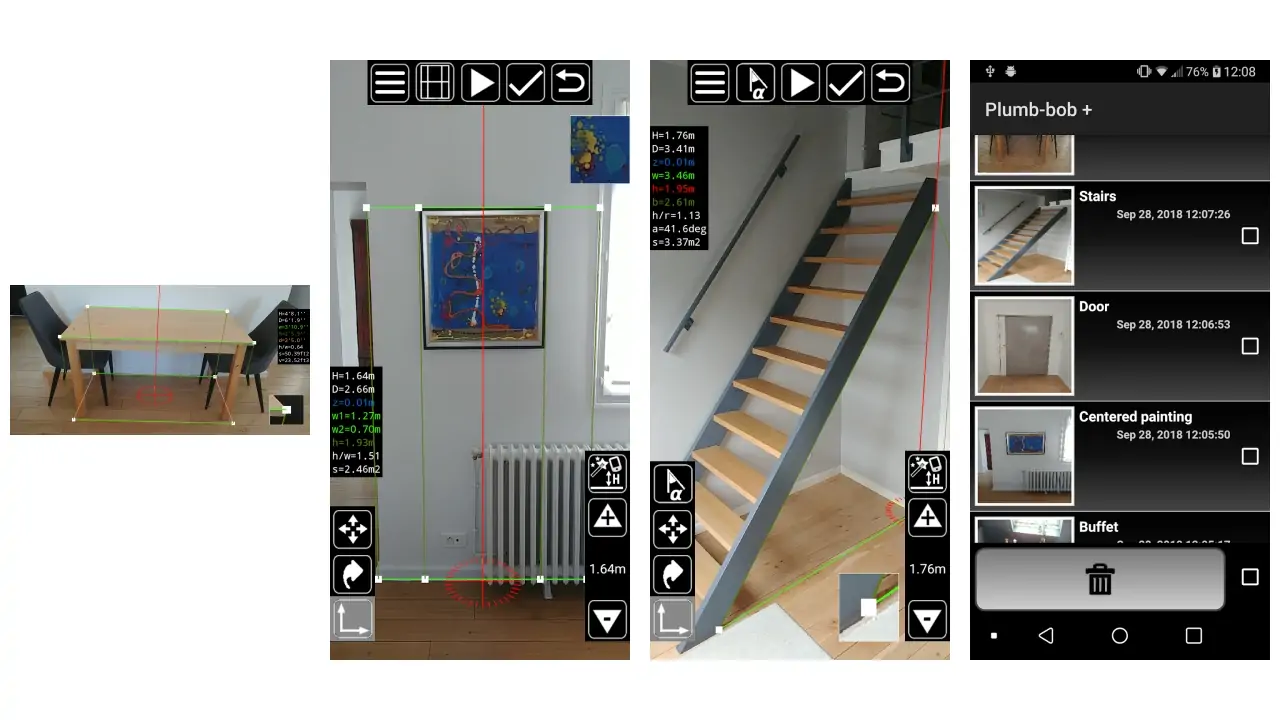 3D Measurement App - Plumb-bob-screenshots