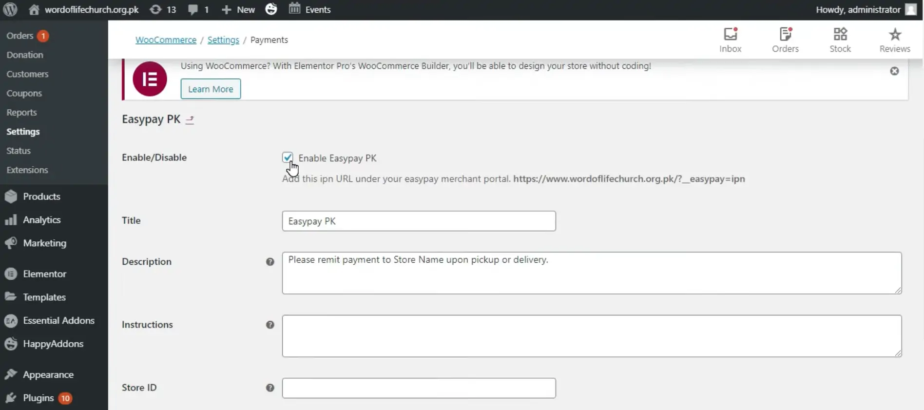 how to integrate easypaisa payment gateway in wordpress