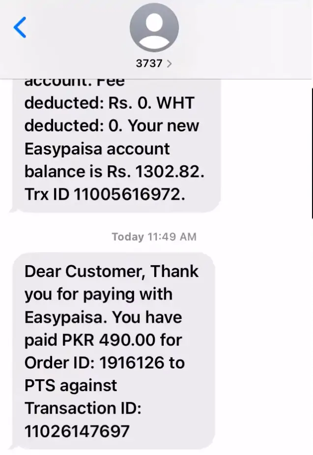 how to pay pts fee through easypaisa