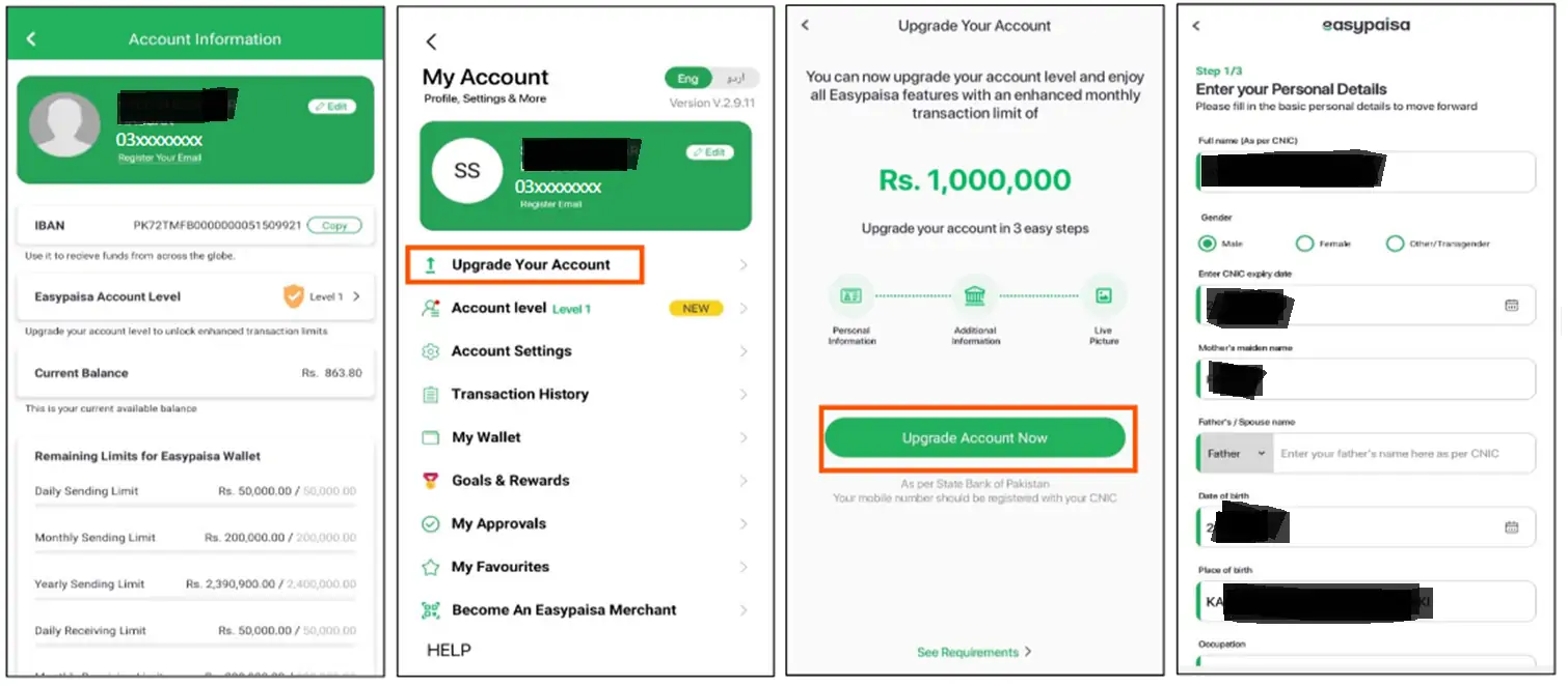 How To Upgrade Easypaisa Account