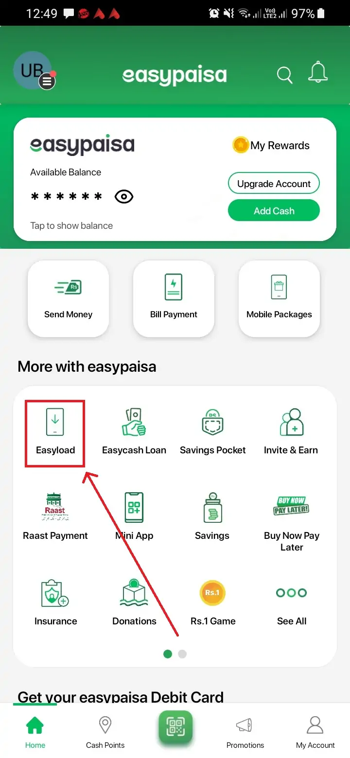 Load Mobile Balance from Easypaisa