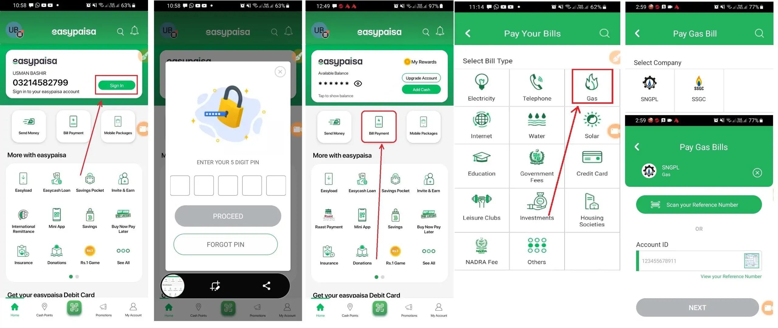 How To Pay Gas Bill Through Easypaisa App