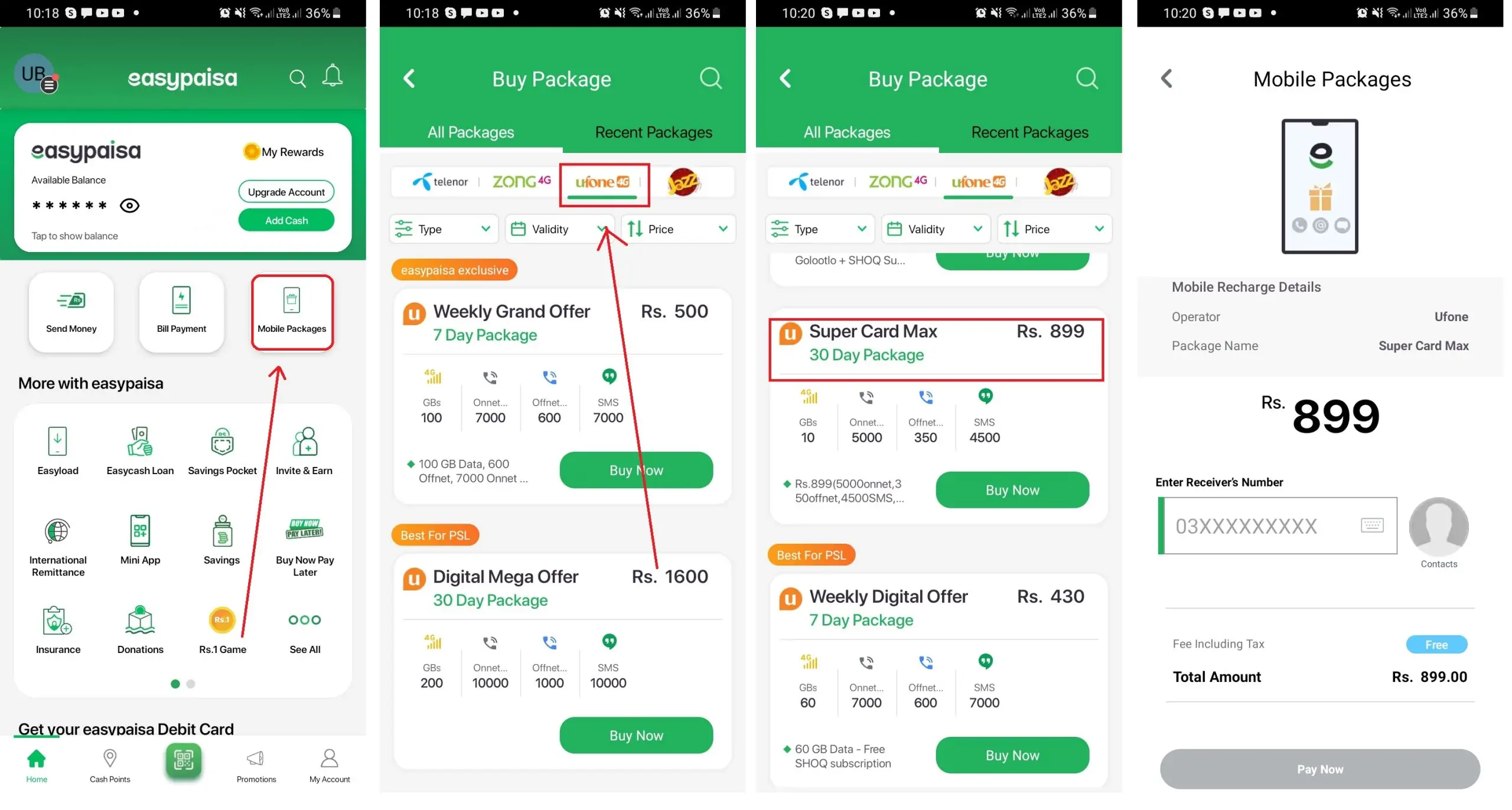 How to Load Ufone Super Card from Easypaisa Account