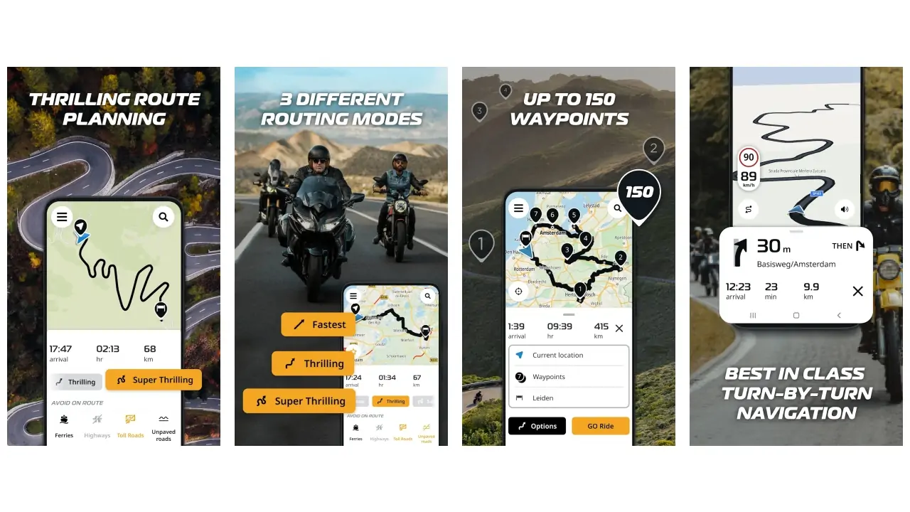 TomTom GO Ride: Motorcycle GPS-screenshots