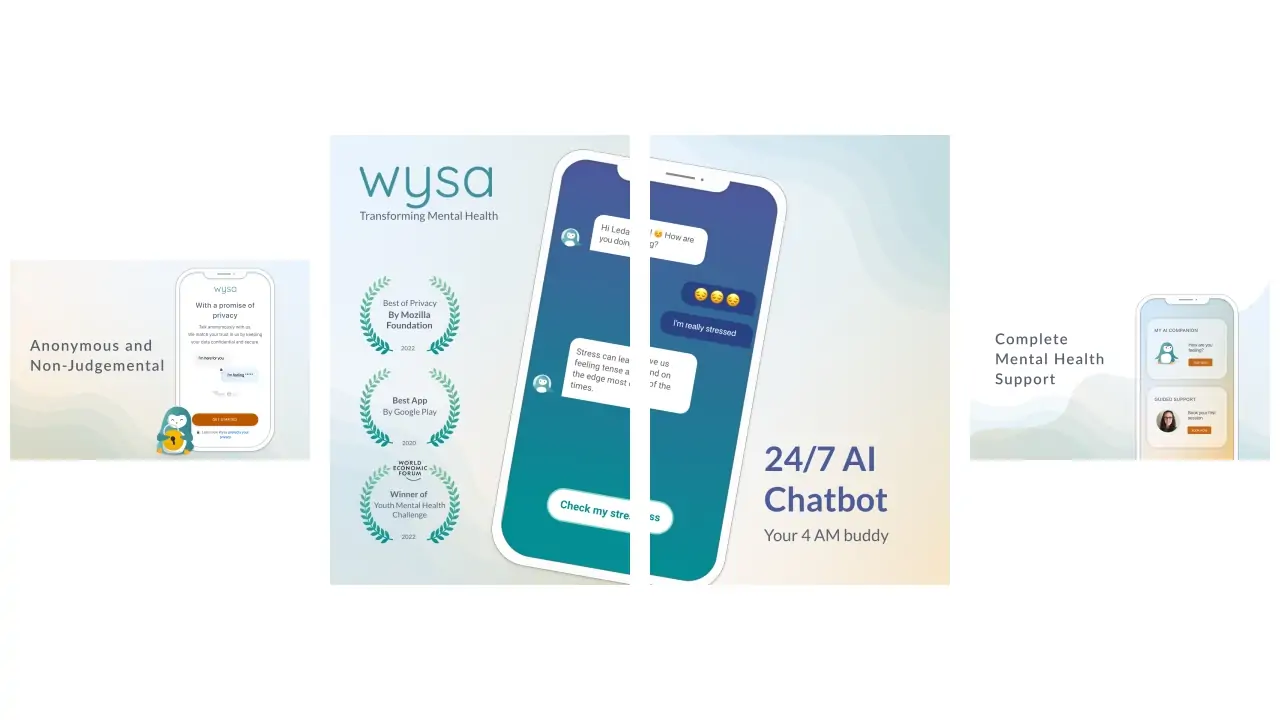 Wysa: Anxiety, therapy chatbot-screenshots