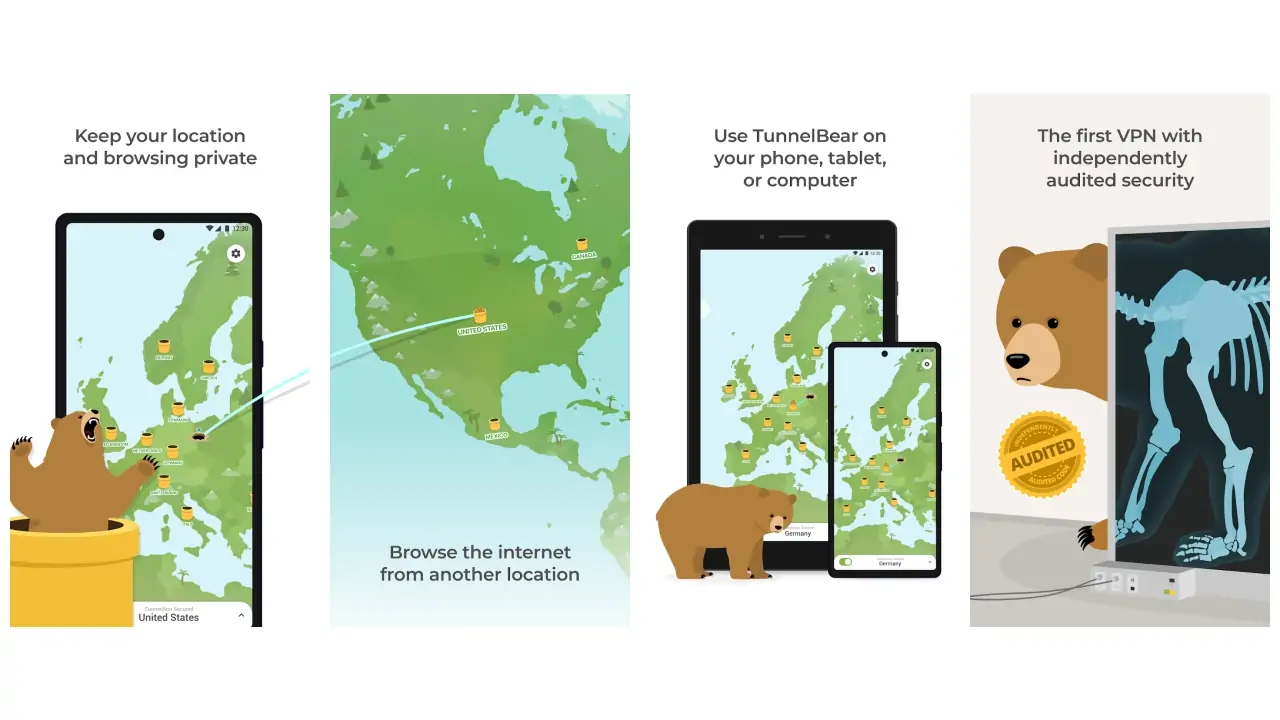 TunnelBear VPN-screenshots