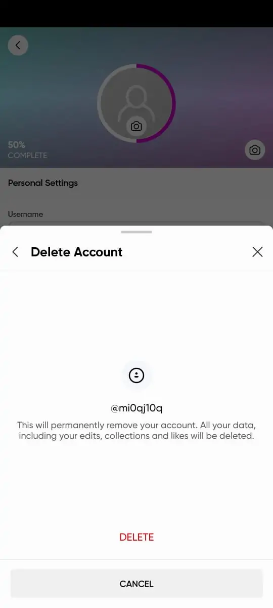 Picsart account deleting final process