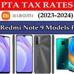 Xiaomi Redmi Note 9 All Models PTA Tax in Pakistan
