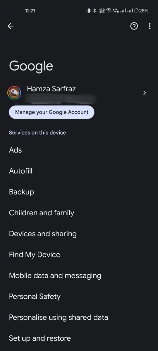 Tap on "Google" > "Backup."