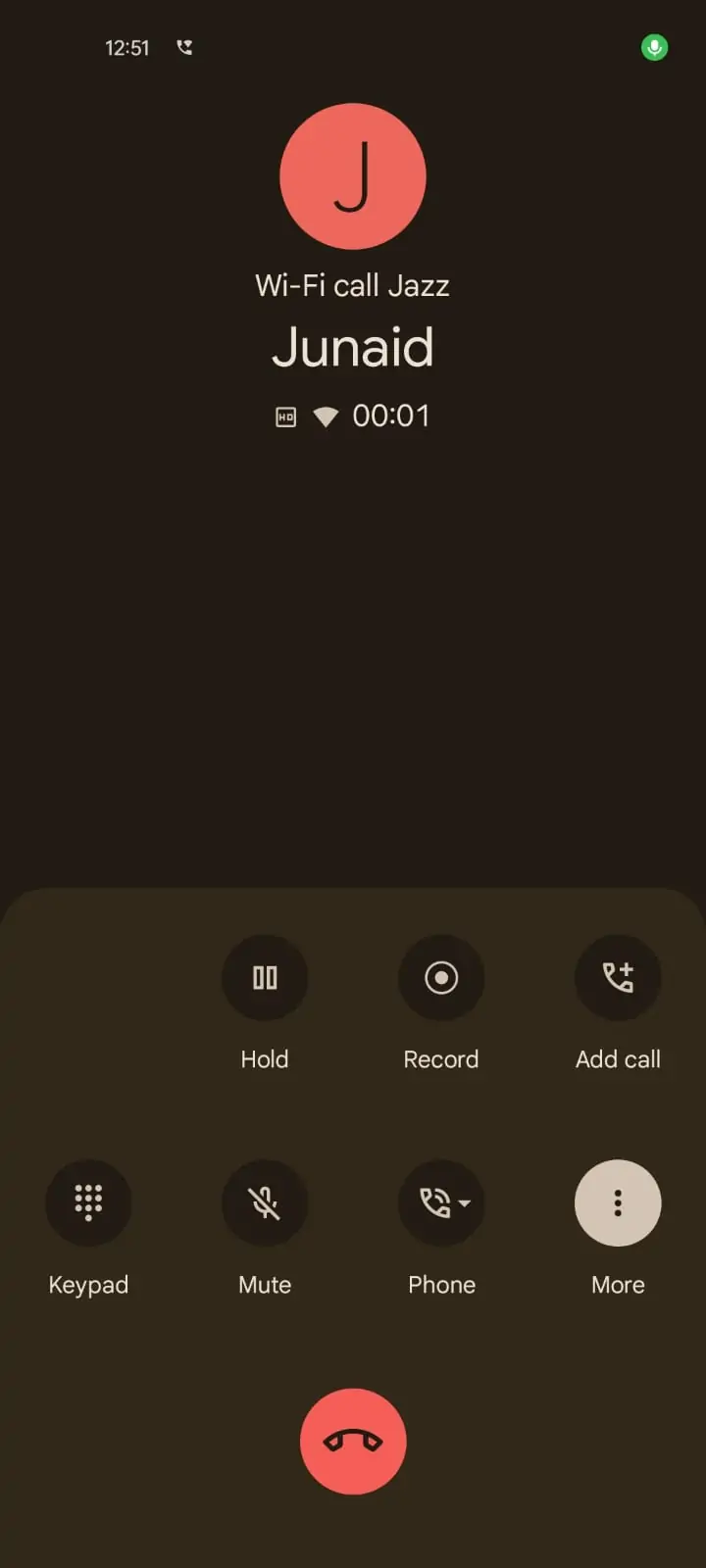 open phone app during call