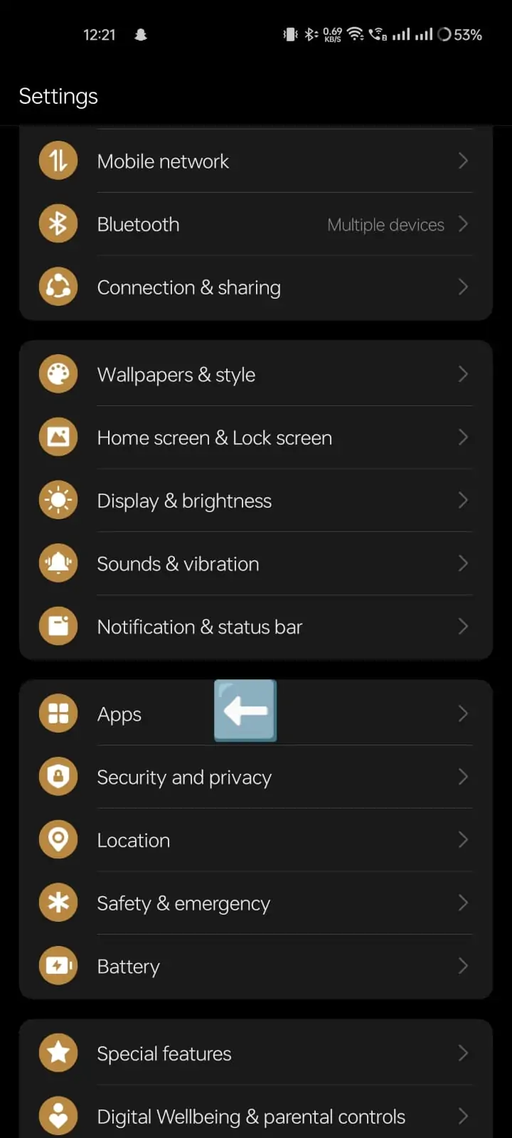 android settings app management to find hidden apps
