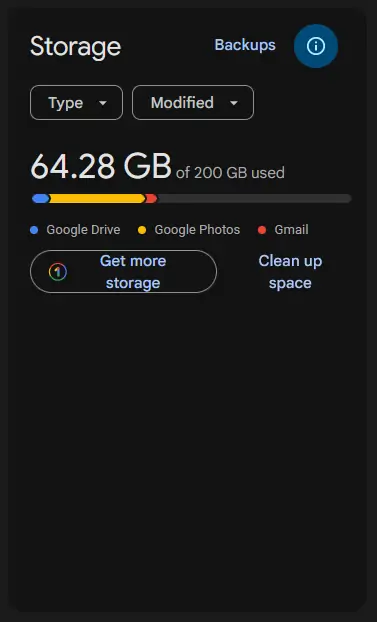 backup option in google drive