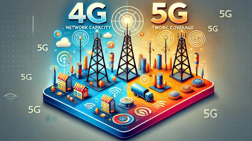 Network Capacity and Coverage of 4G and 5G