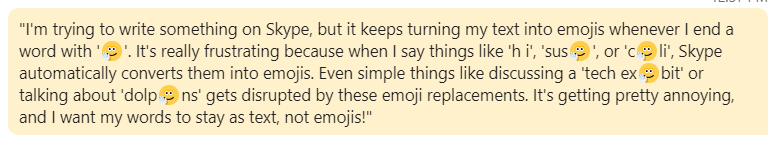 skype turns text into emojis