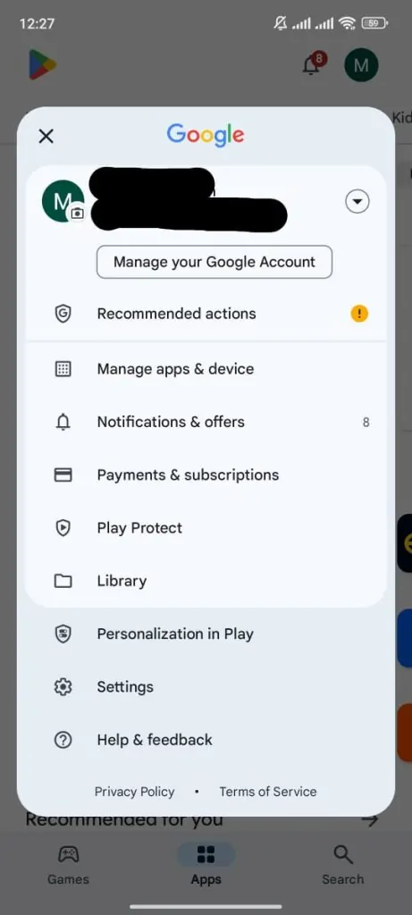 Tap on your profile icon and select Payments & Subscriptions