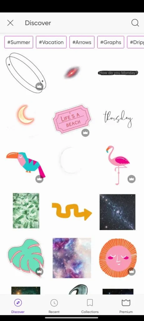 Vast sticker library in Picsart