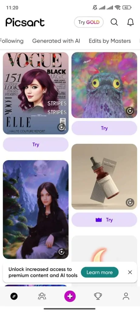 Tap the ‘+’ button and select your image from the gallery