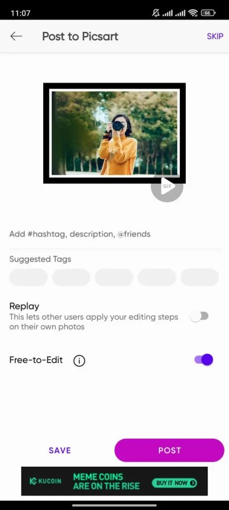 Save and Export Your Photo in Picsart