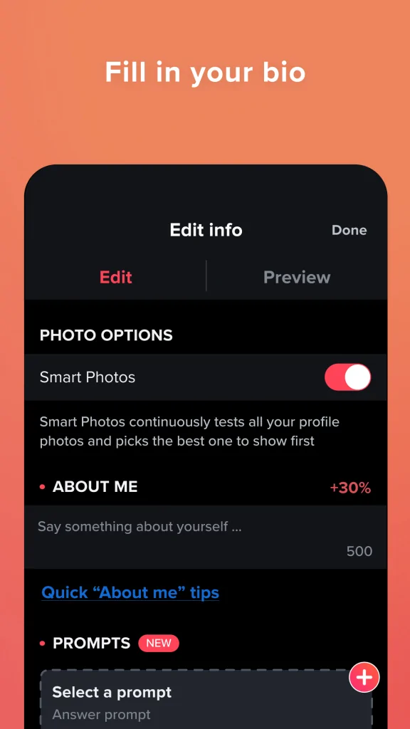 Tinder App Bio Updating
