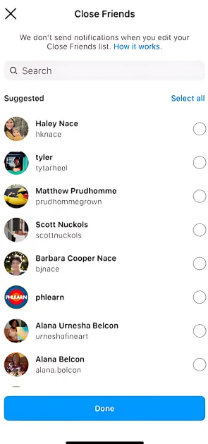 Add the people you want to see your Stories