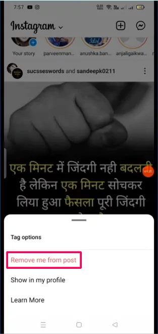 Find the collaborator's tag and remove it