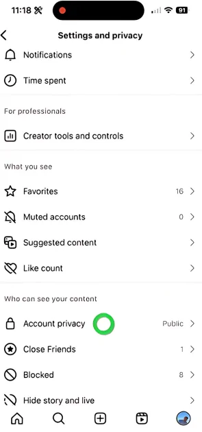 Go to Settings Account Privacy