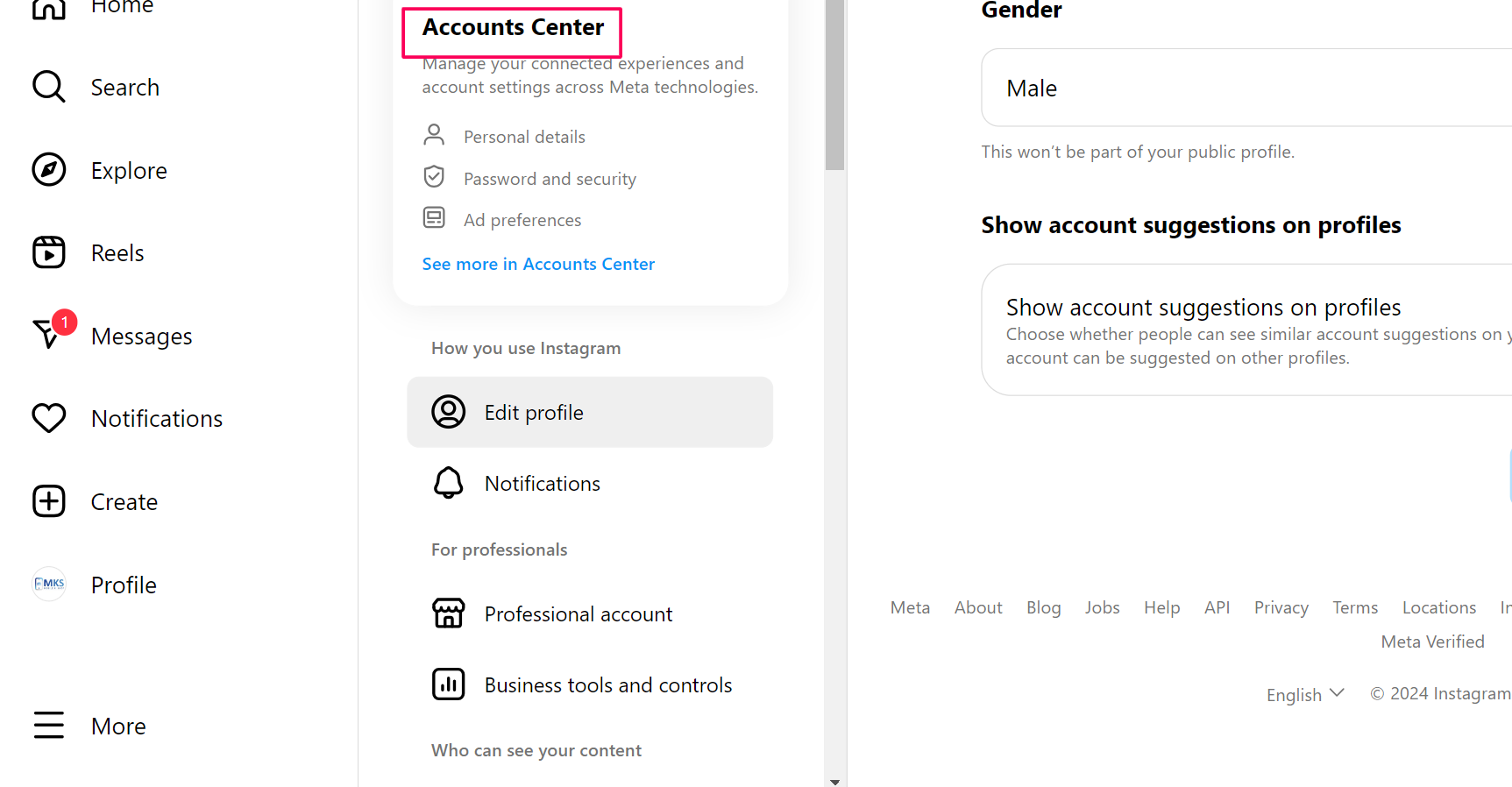 Scroll down and tap Accounts Center