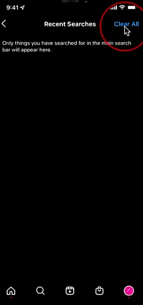 Tap Clear All to delete your search history