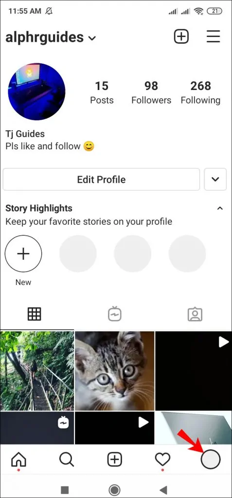 Head to your profile by tapping your profile picture