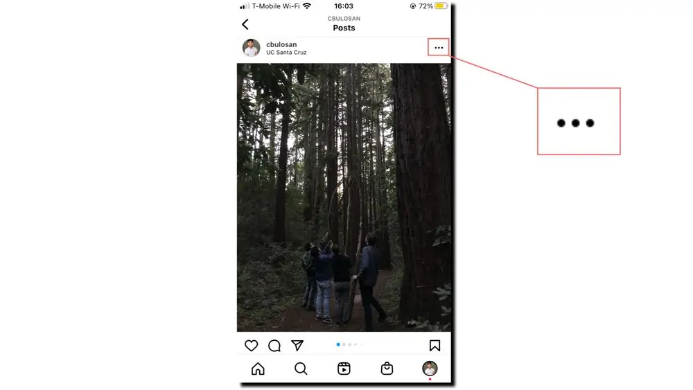 Tap the three dots in the top-right corner of the post