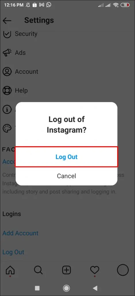 log out of one or all accounts