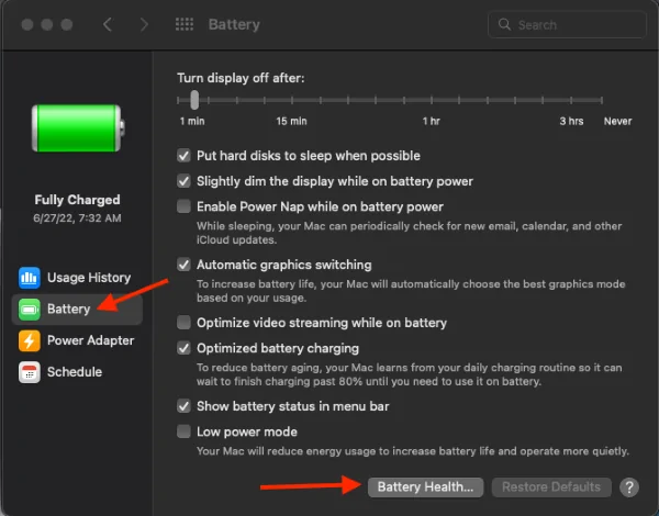 Go to Battery and click Battery Health