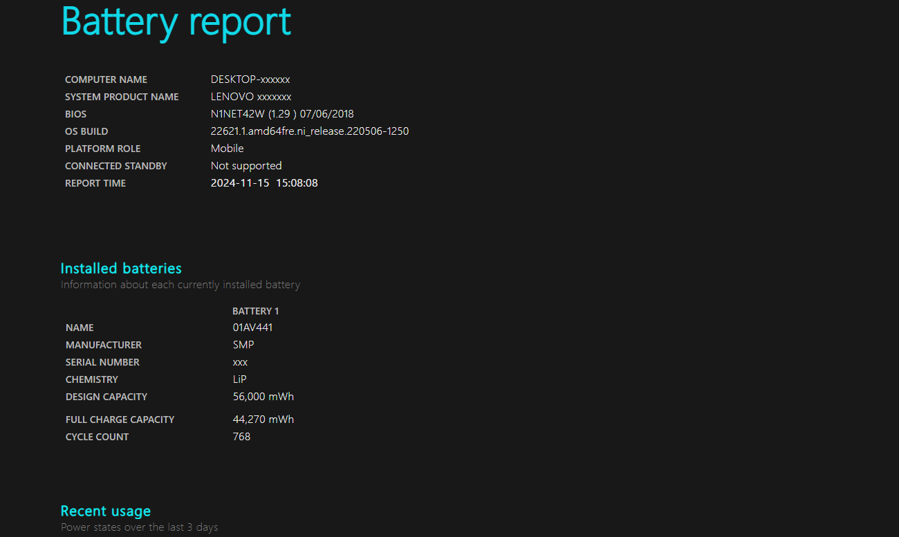 Open the file to view the battery health report