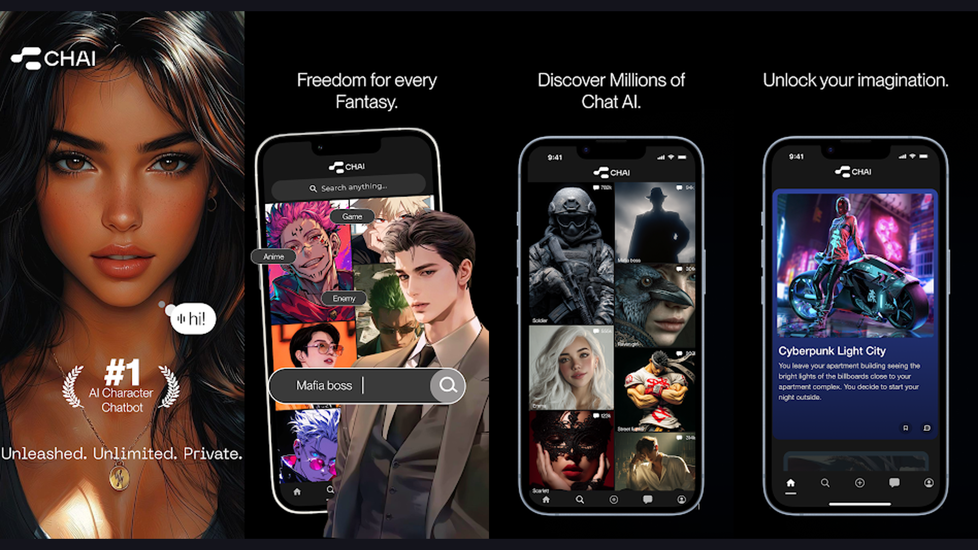Chai AI AI boyfriend app screenshots
