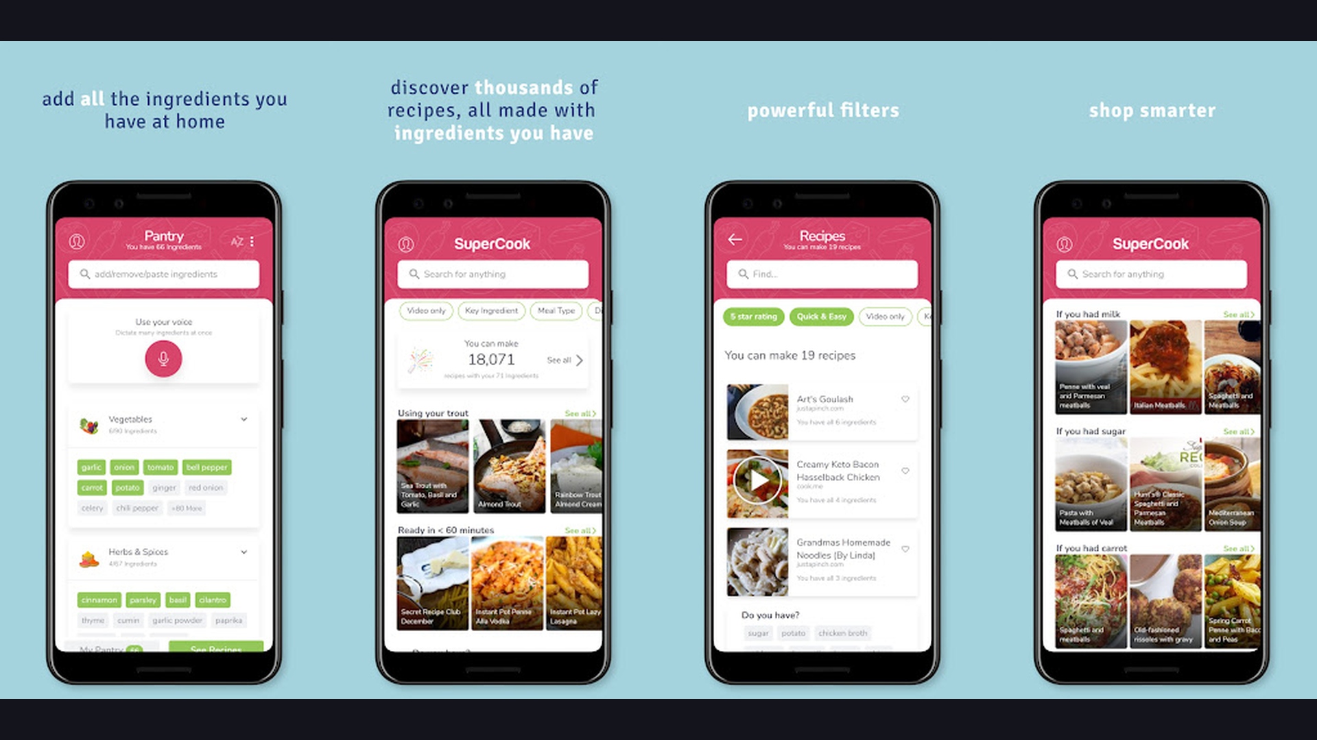 Cooklist app screenshots