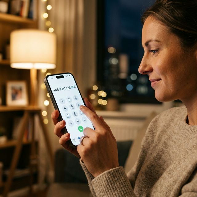 Person dialing a budget international call on mobile phone
