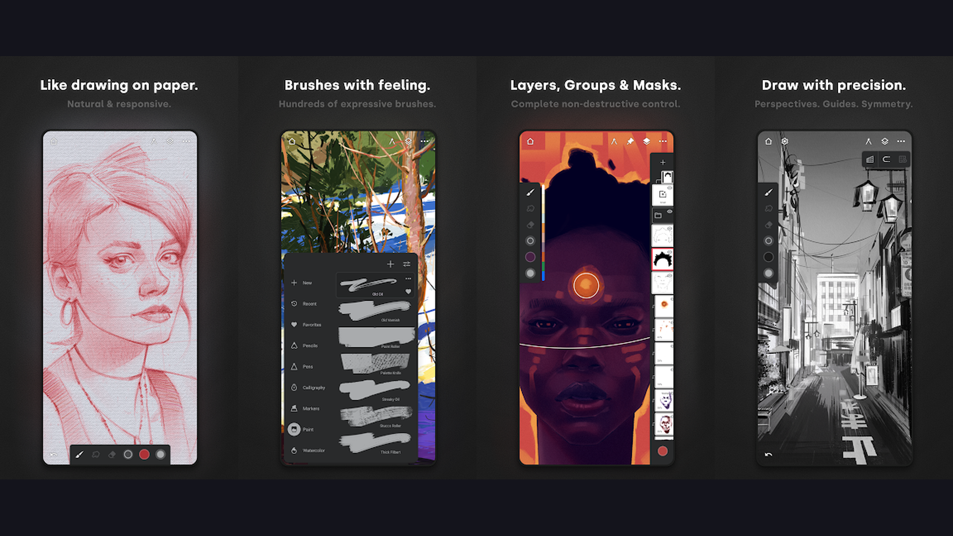 Procreate drawing app screenshots